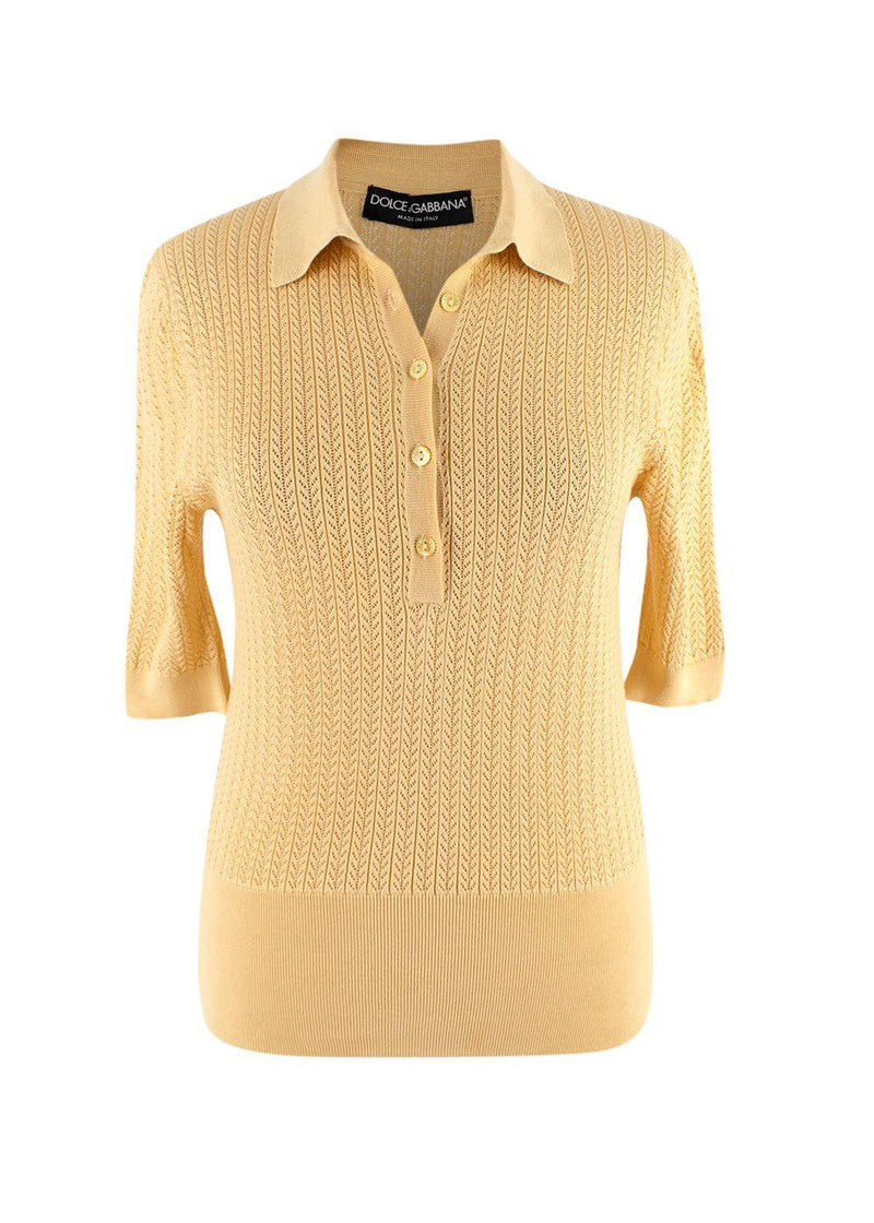 Dolce & Gabbana Yellow Crocheted silk top