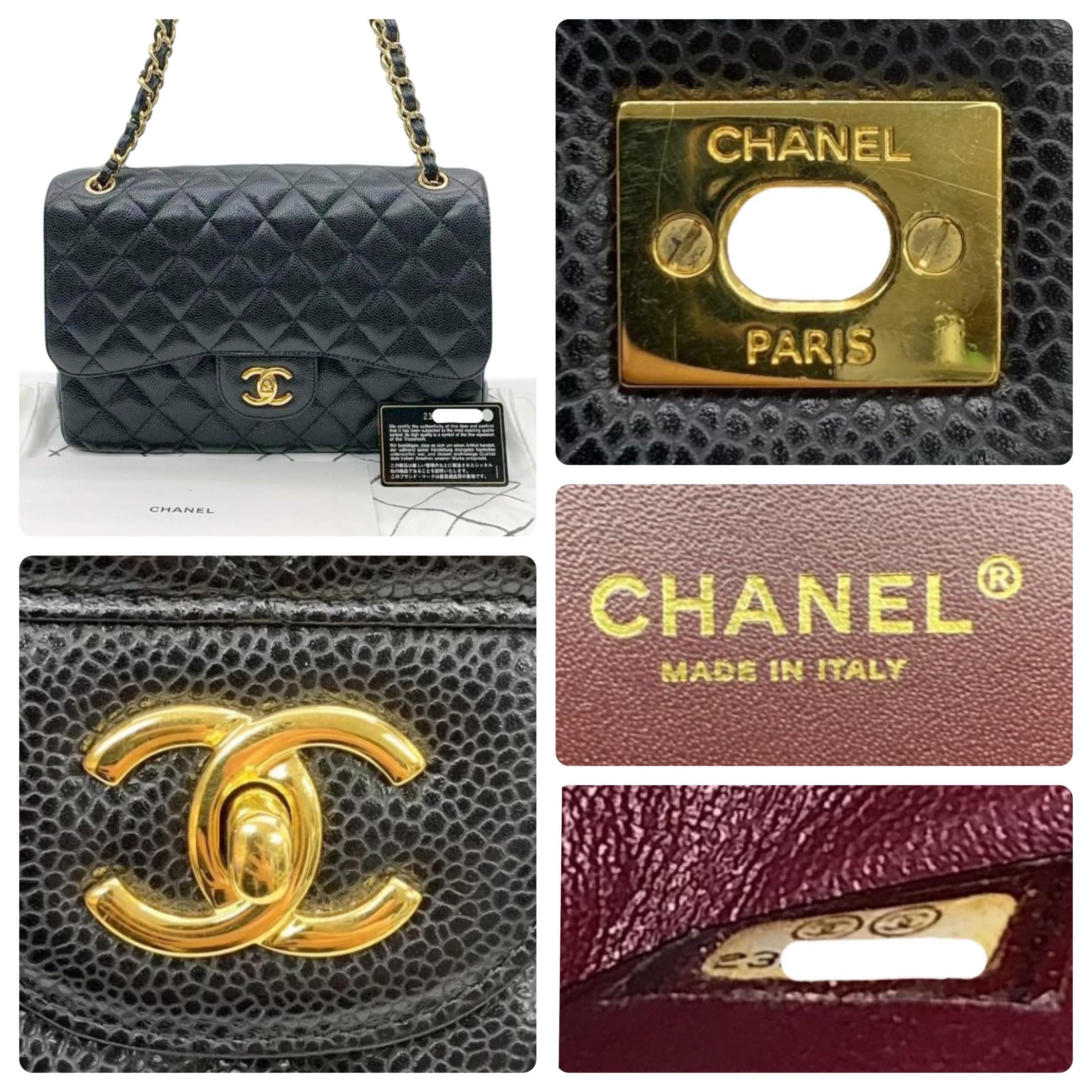 Chanel Black Caviar Leather Jumbo Double Flap Bag