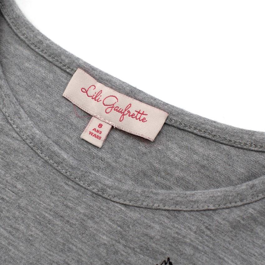 Lili Gaufrette Grey Long Sleeve Kitten Pocket T-Shirt