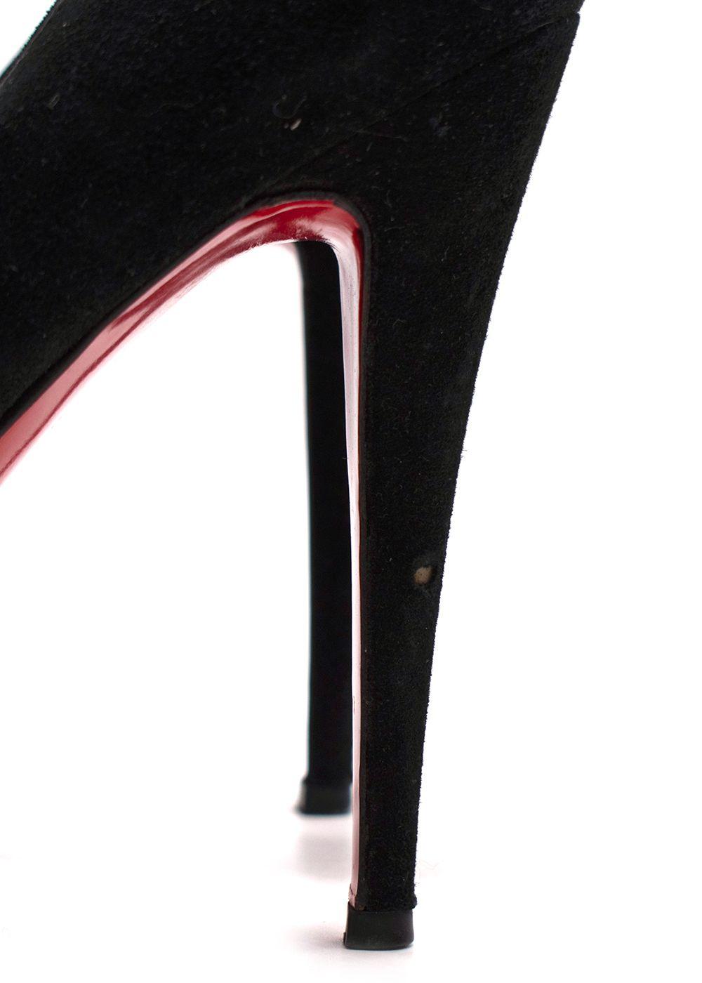 Louboutin Black Suede Peep Toe Pump Heels