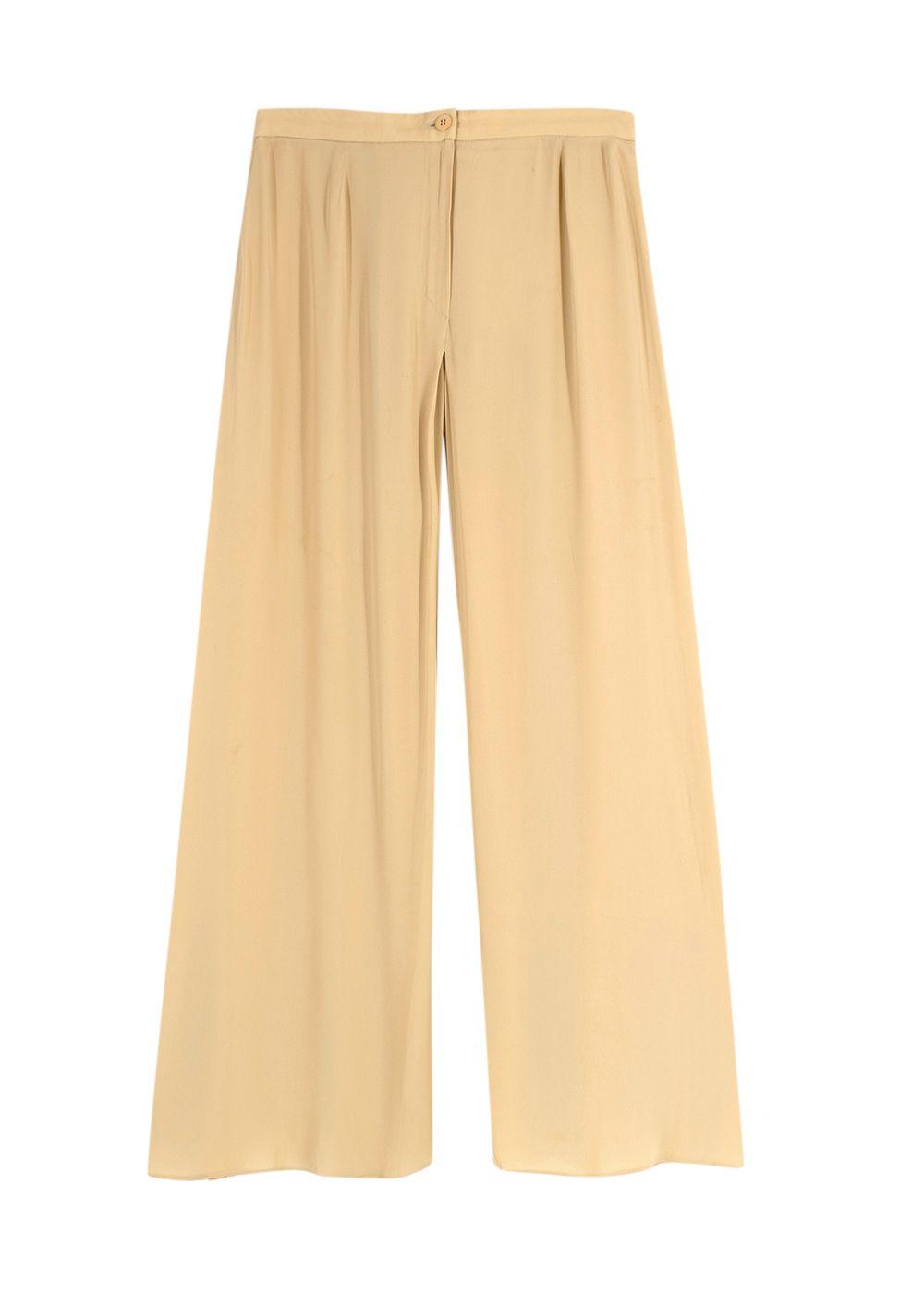 Armani Collezioni Beige Tank Top and Wide Leg Trouser Set