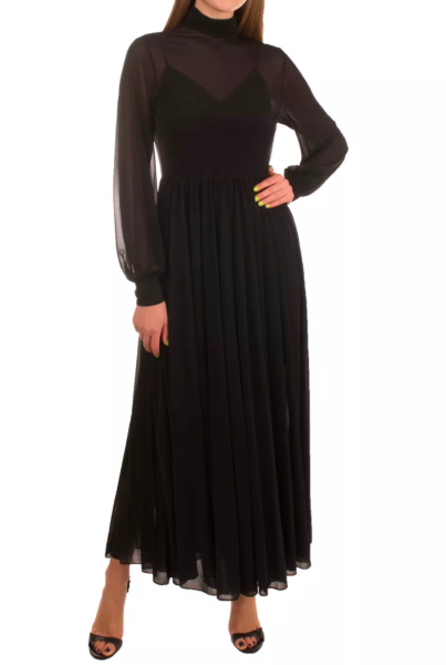 Diane Von Furstenberg Black Crepe Chiffon Dress