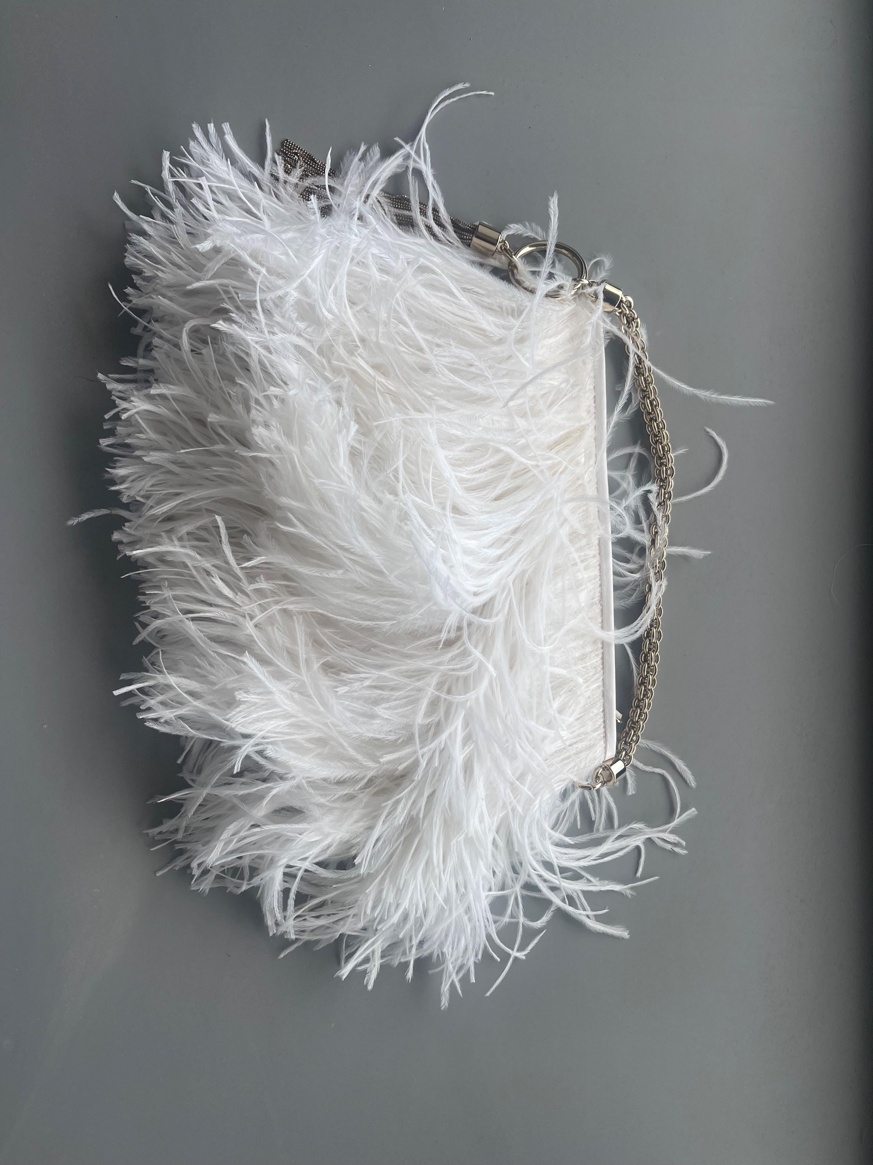Jimmy Choo White Ostrich Feather Clutch