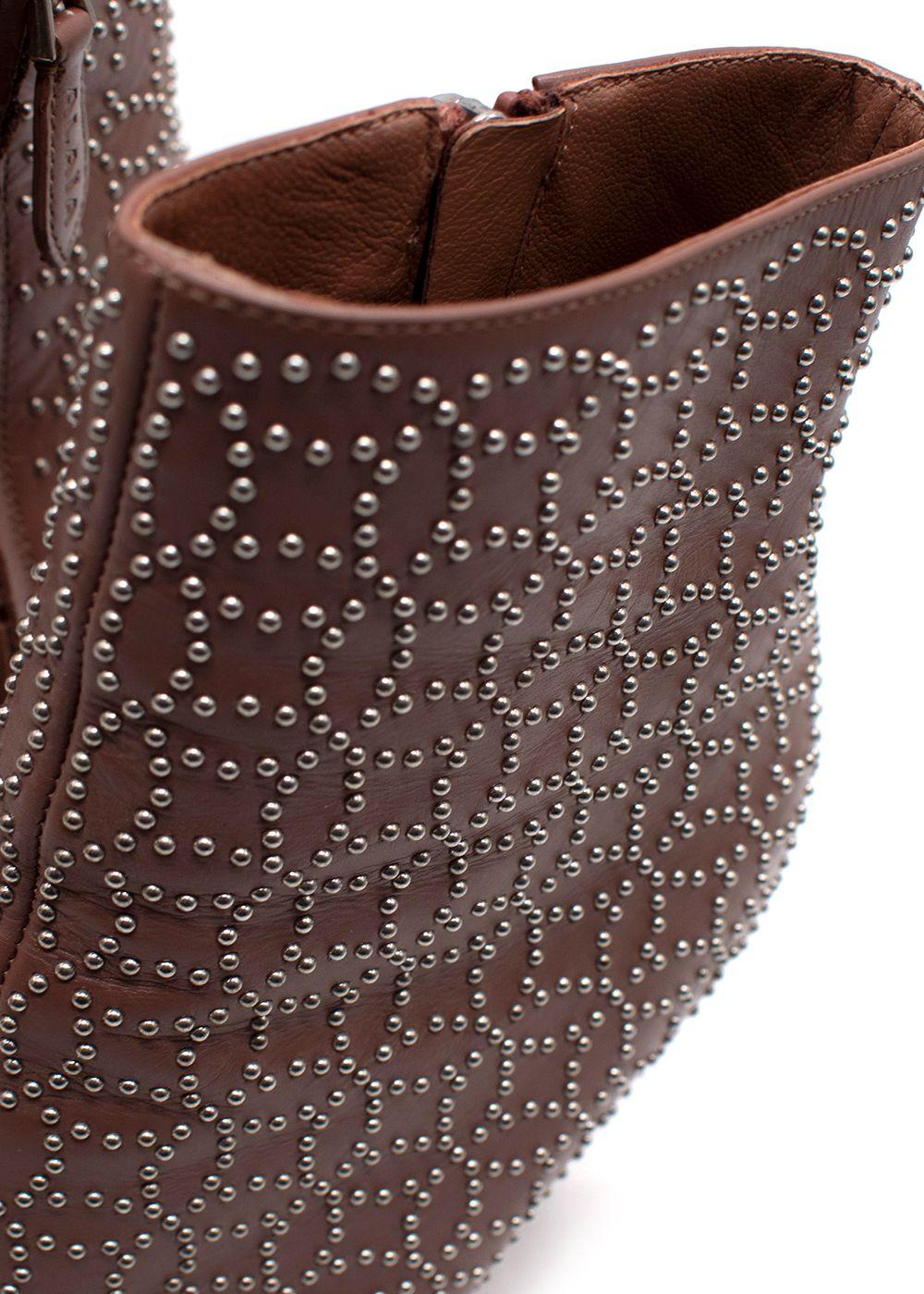 Alaia Nude Studded Stiletto Ankle Boots