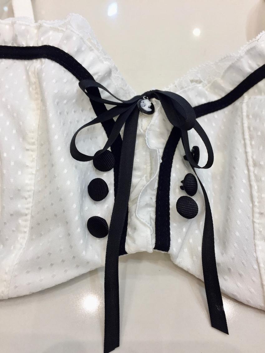 Chantal Thomass Paris Ivory Leavers Lace Half Cup Bra & Brief Set