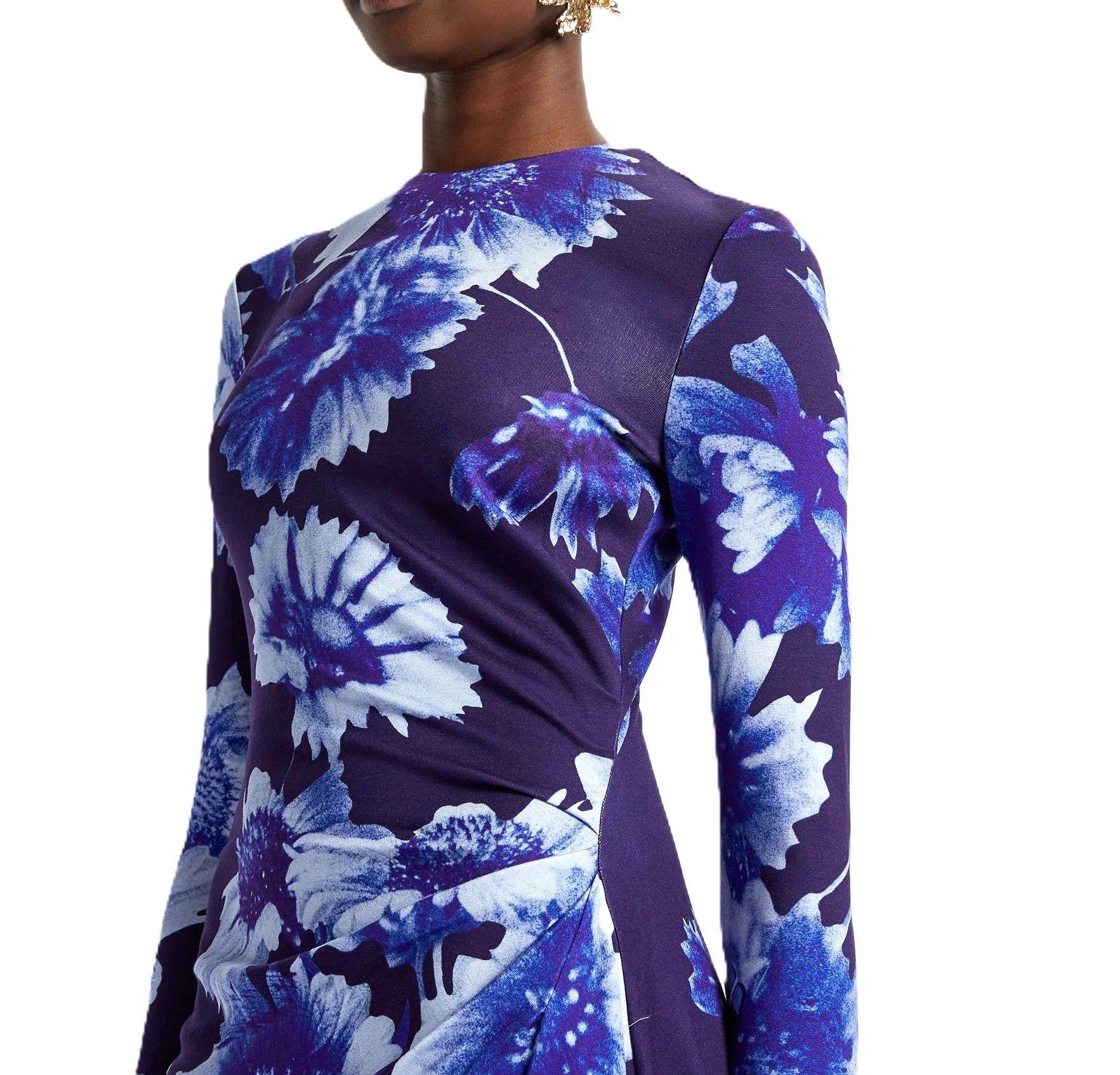 Erdem Printed Blue Jersey Midi Dress