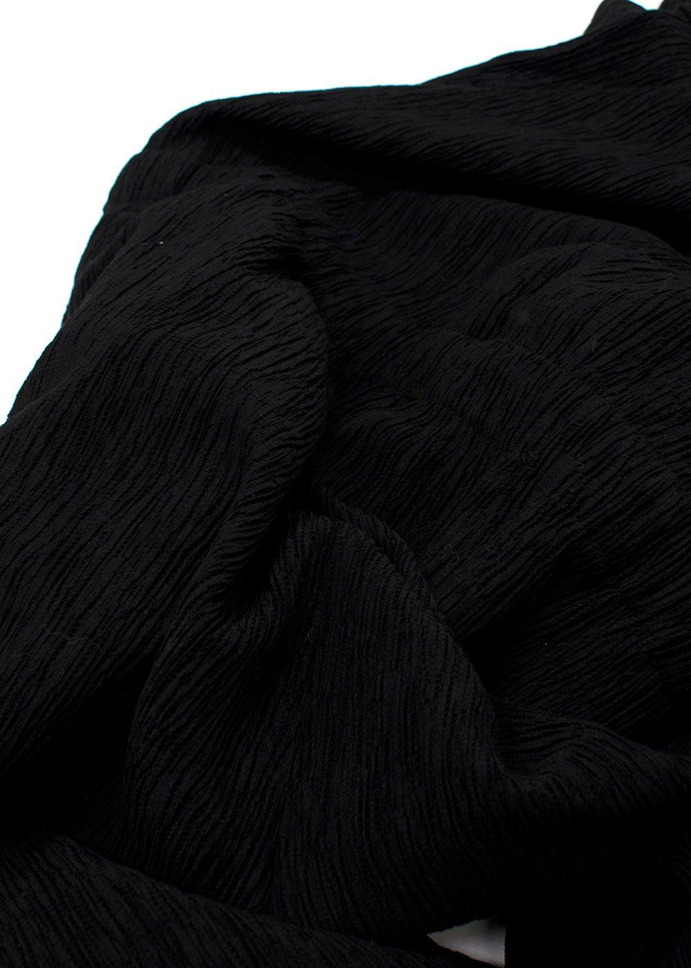 Eileen Fisher Black Woven Plissé Jumpsuit