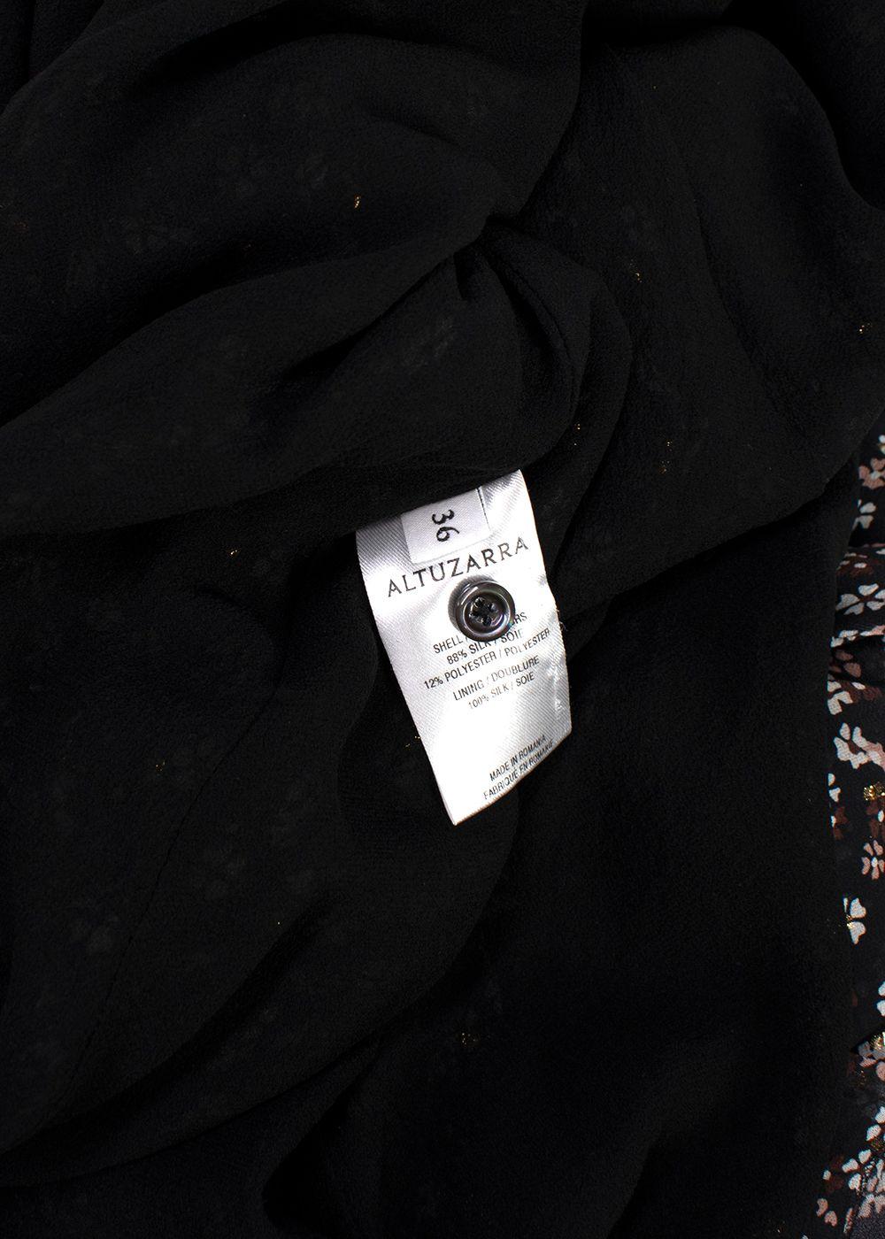 Altuzarra black floral long sleeved tiered dress