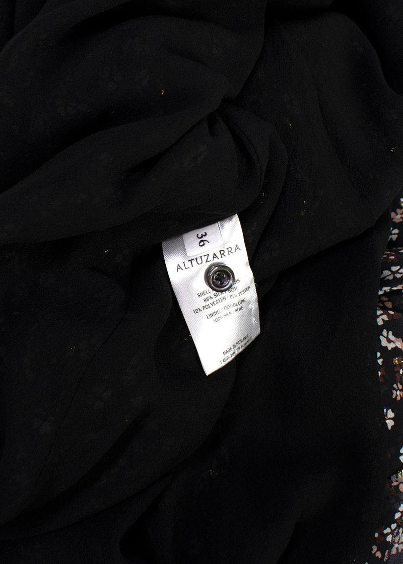 Altuzarra black floral long sleeved tiered dress