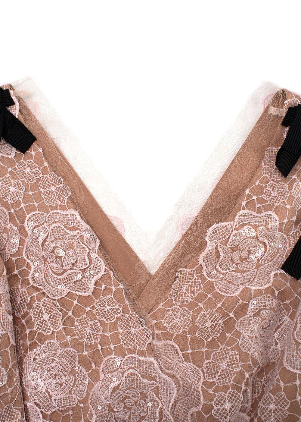 Self Portrait Light Pink Floral Lace Starlet Mini Dress