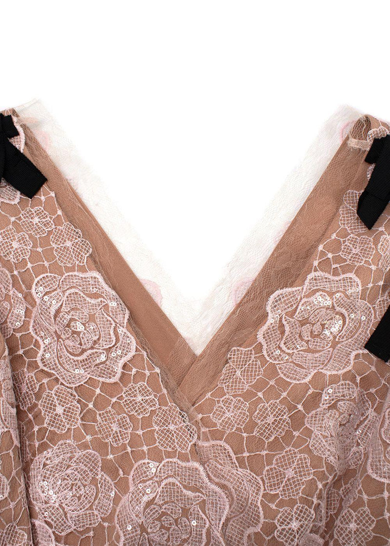 Self Portrait Light Pink Floral Lace Starlet Mini Dress
