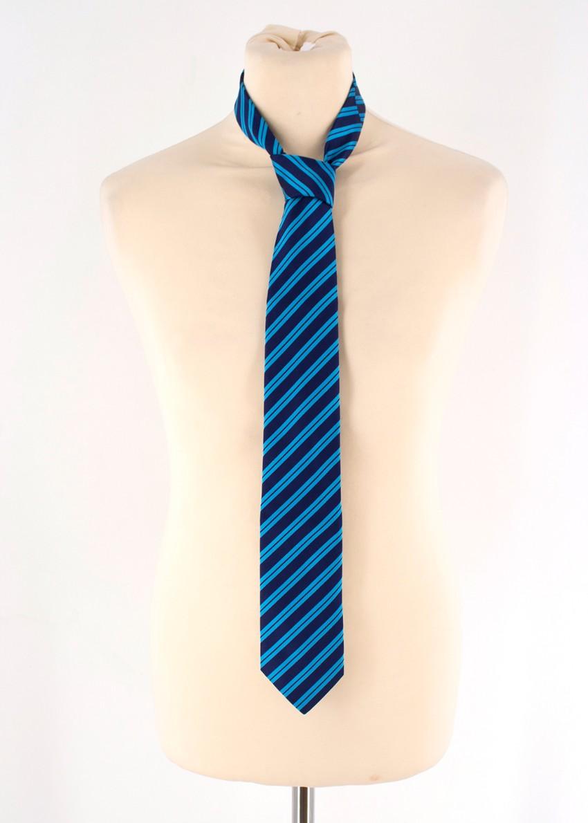 Eton Silk Diagonal Blue Stripe Tie