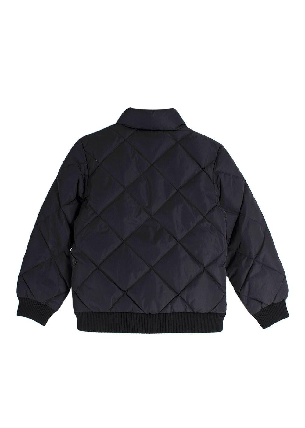 Louis Vuitton Kid's Black Quilted Jacket With Leather Pockets