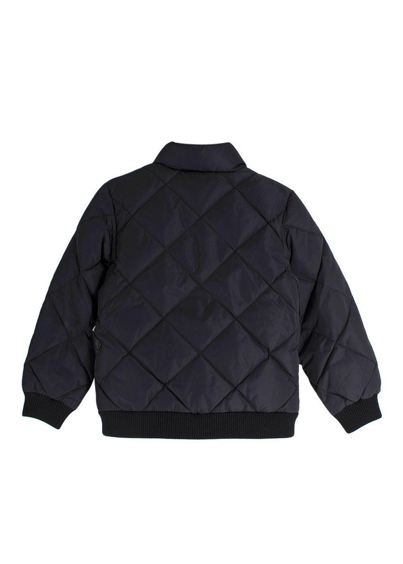 Louis Vuitton Kid's Black Quilted Jacket With Leather Pockets