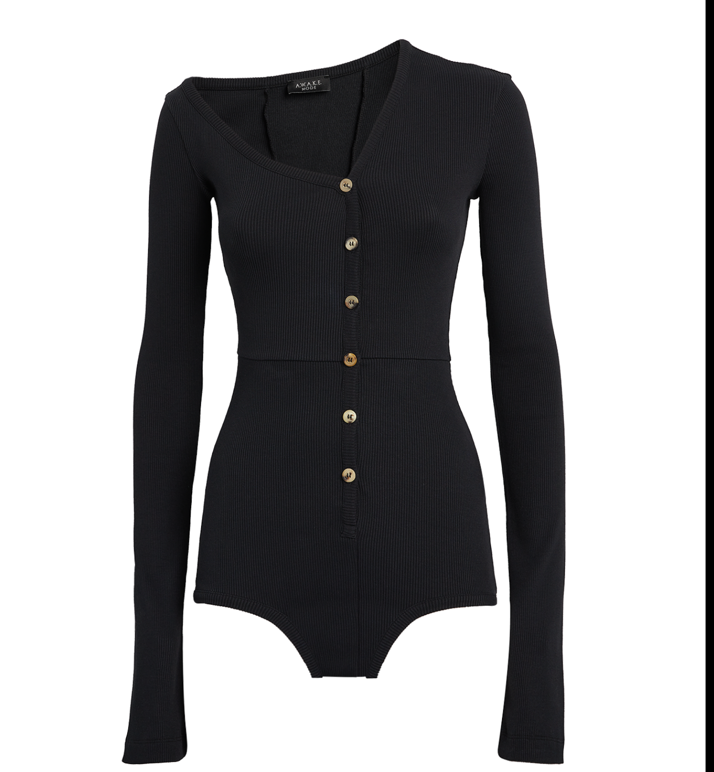 A.W.A.K.E. Mode Asymmetric Rib-Knit Bodysuit