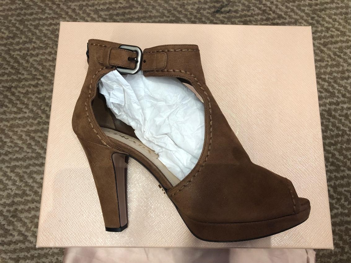 Prada Brown Cut-out Booties