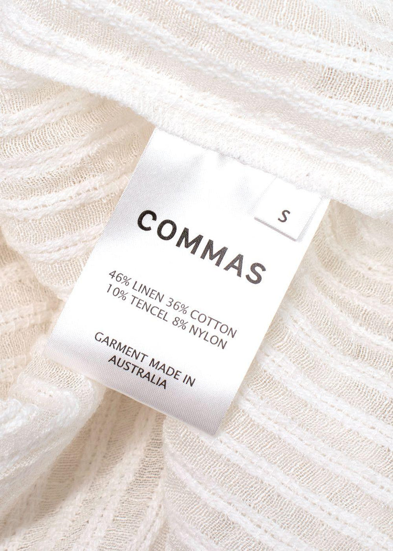 Commas White Linen Blend T-Shirt