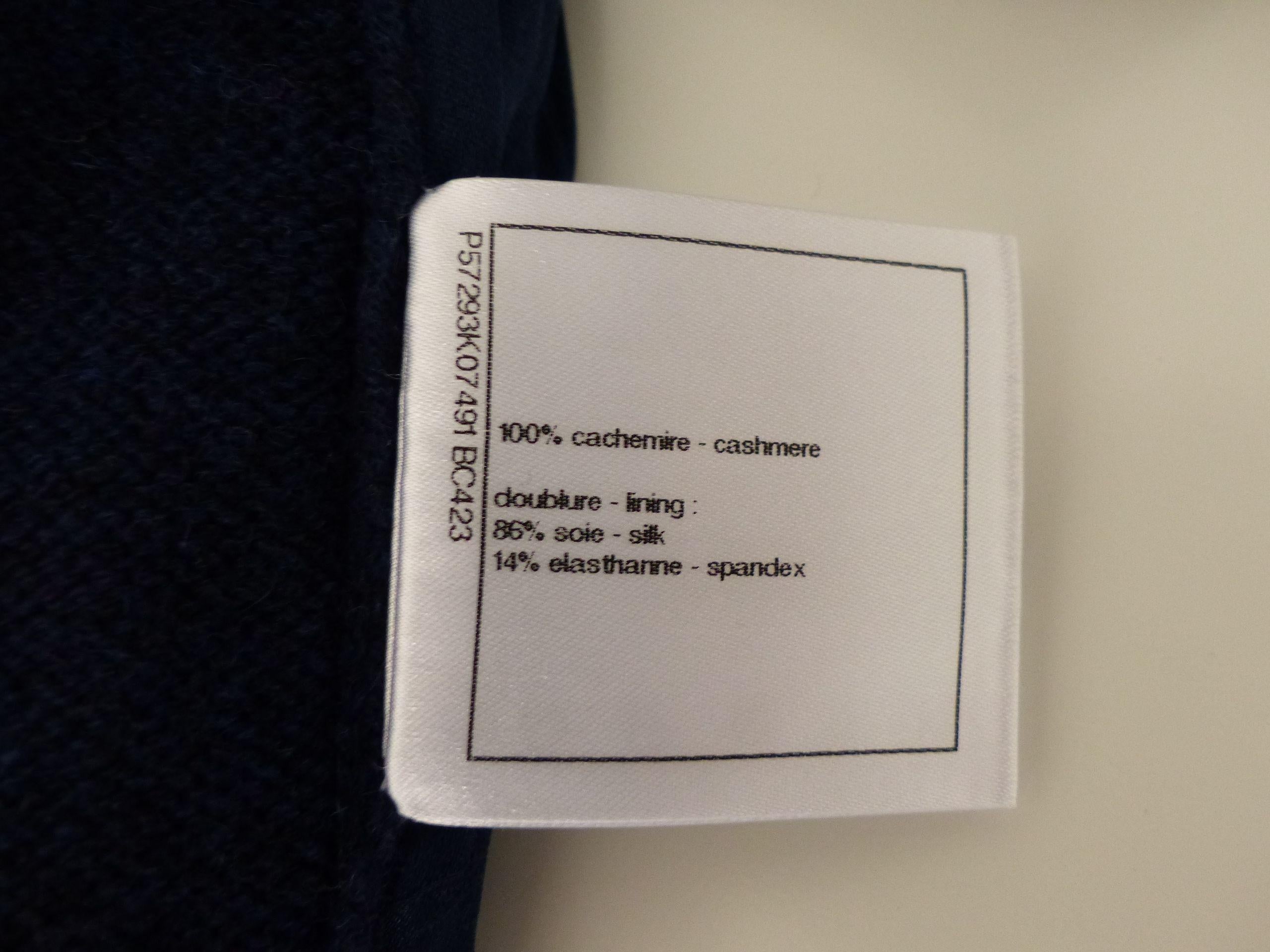 Navy cashmere Coco Gabrielle logo short sleeve jumper