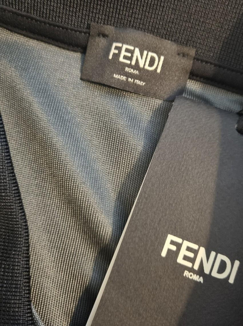 Fendi Grey FF Jacquard Half-Zip Polo Shirt