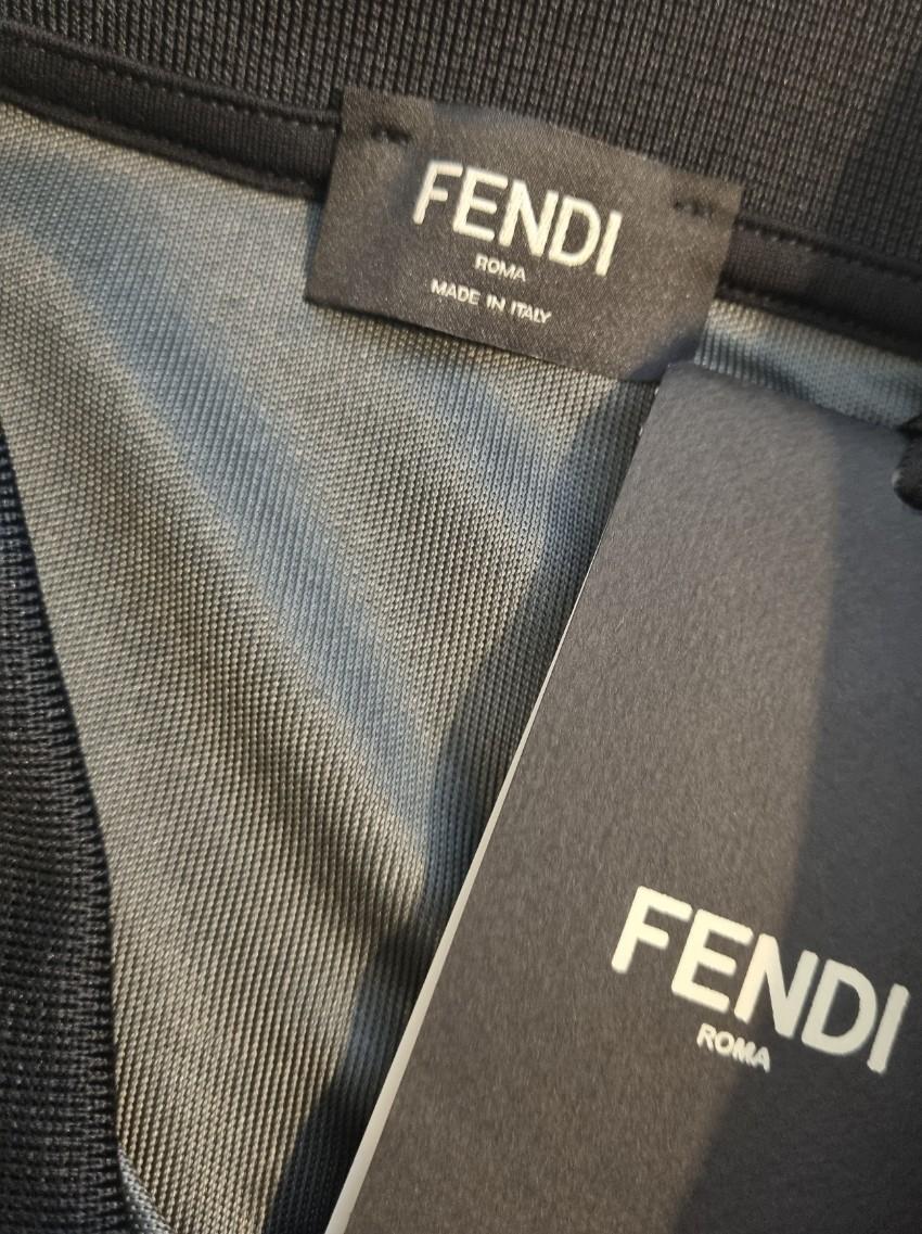 Fendi Grey FF Jacquard Half-Zip Polo Shirt