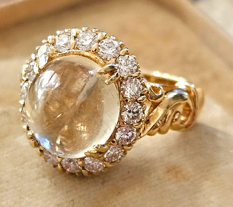 Bespoke Vintage Quartz and Diamond Cluster Ring