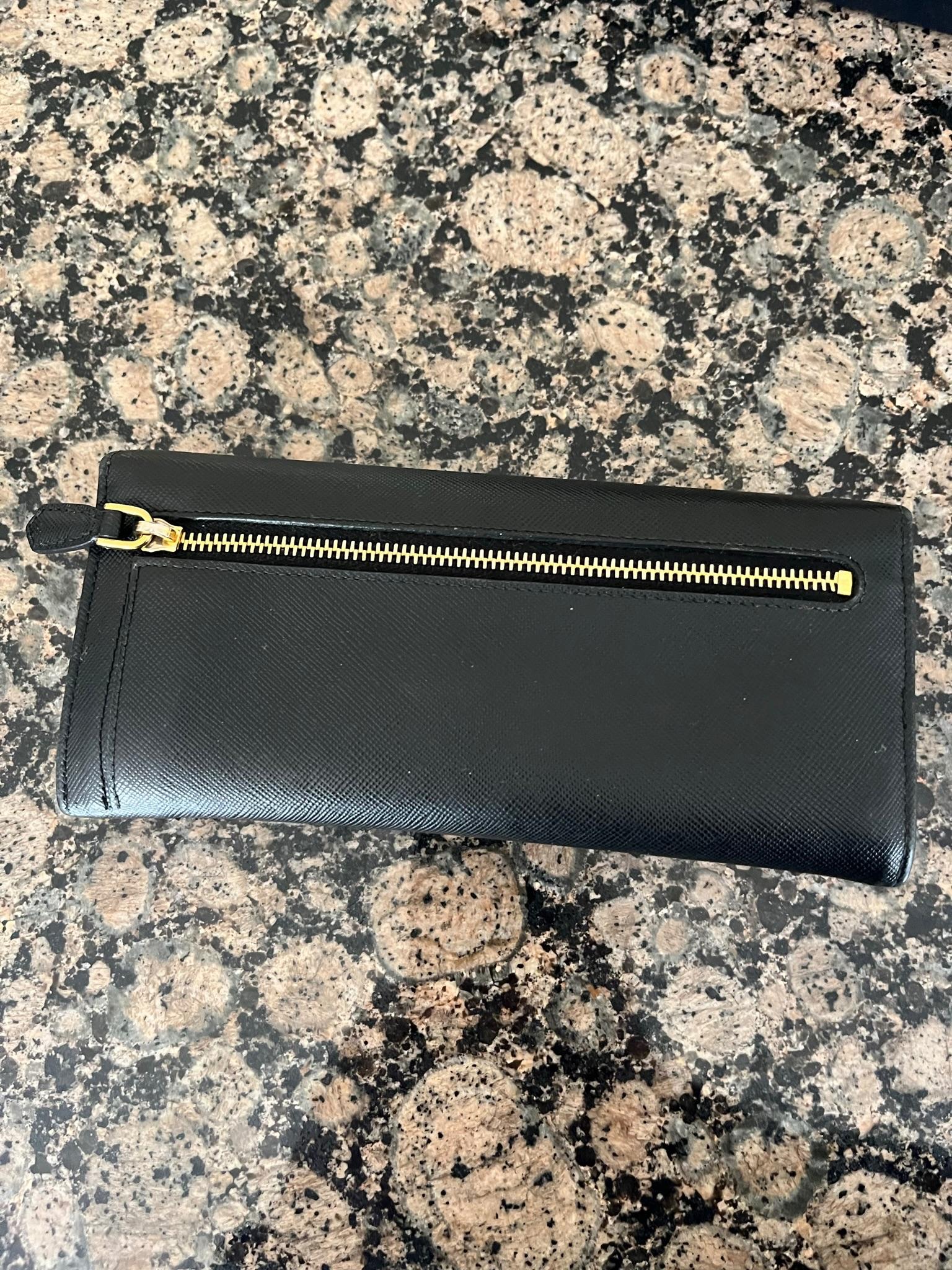 Prada Black Saffiano Leather Bow Wallet