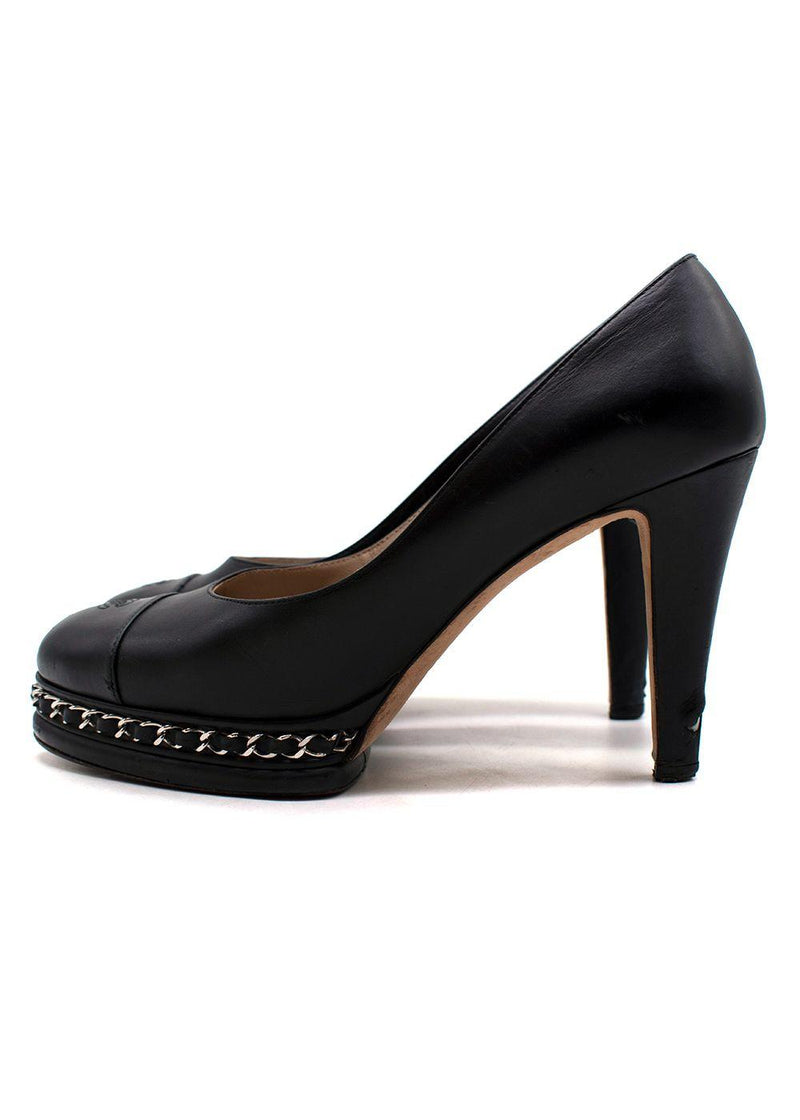 Black Chain Trimmed CC Pumps