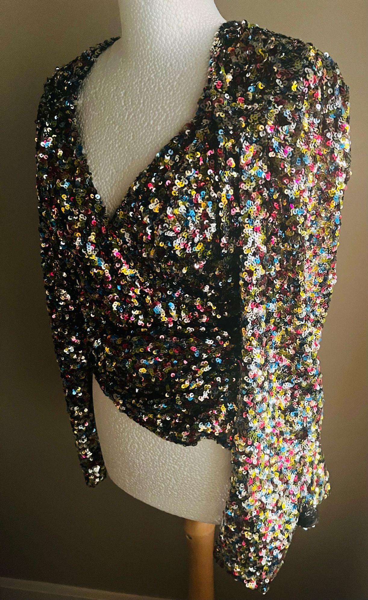 The Attico Multicoloured Sequin Wrap Top