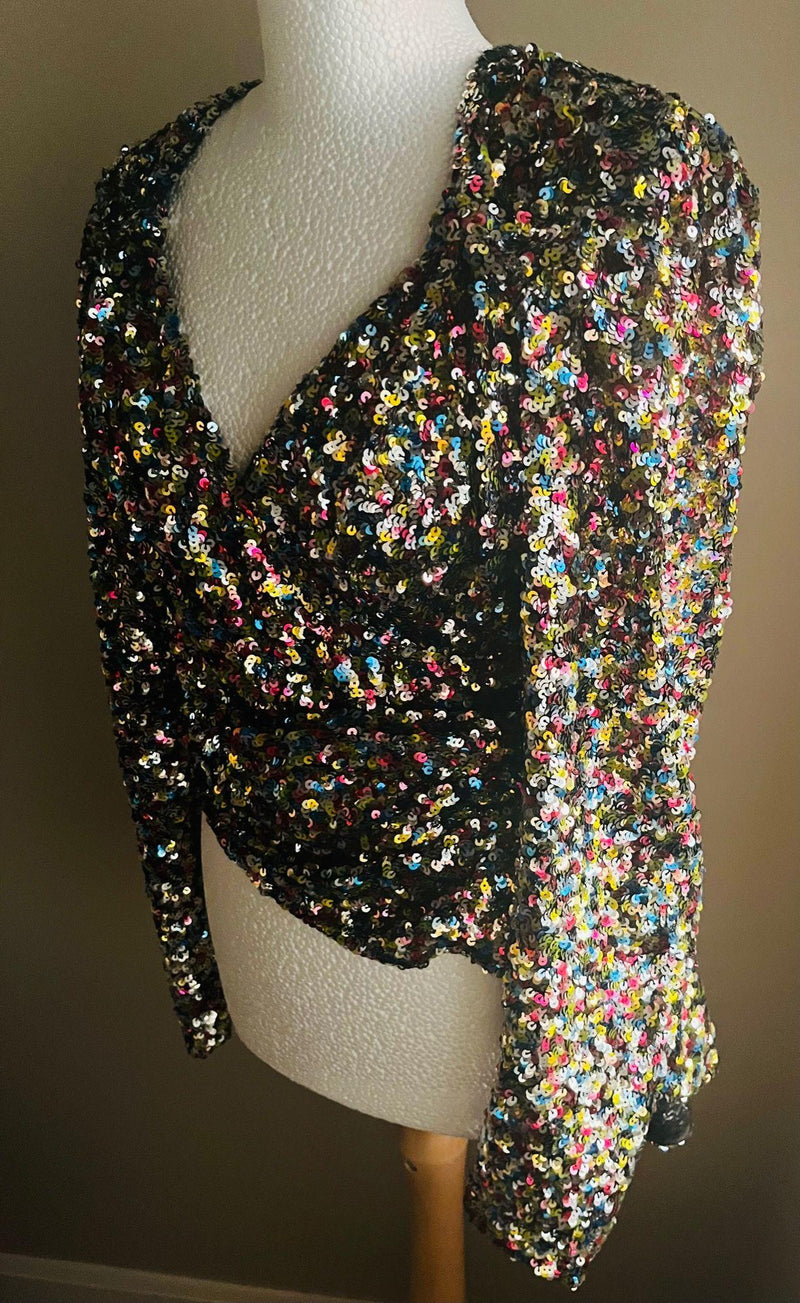 The Attico Multicoloured Sequin Wrap Top