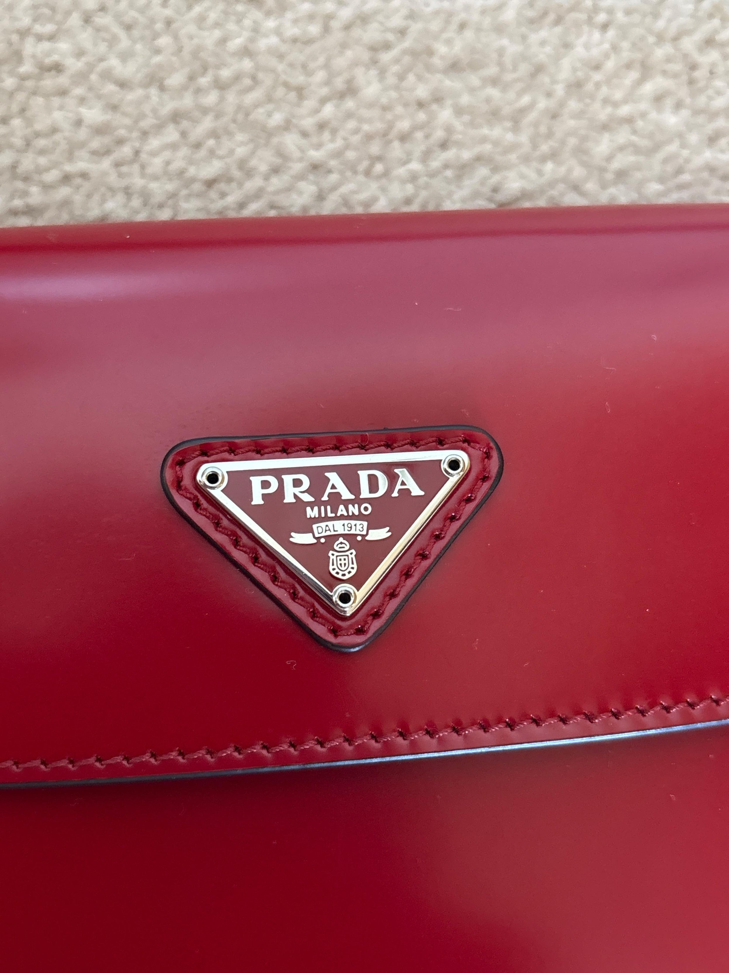 Prada Red Leather Cleo Shoulder Bag
