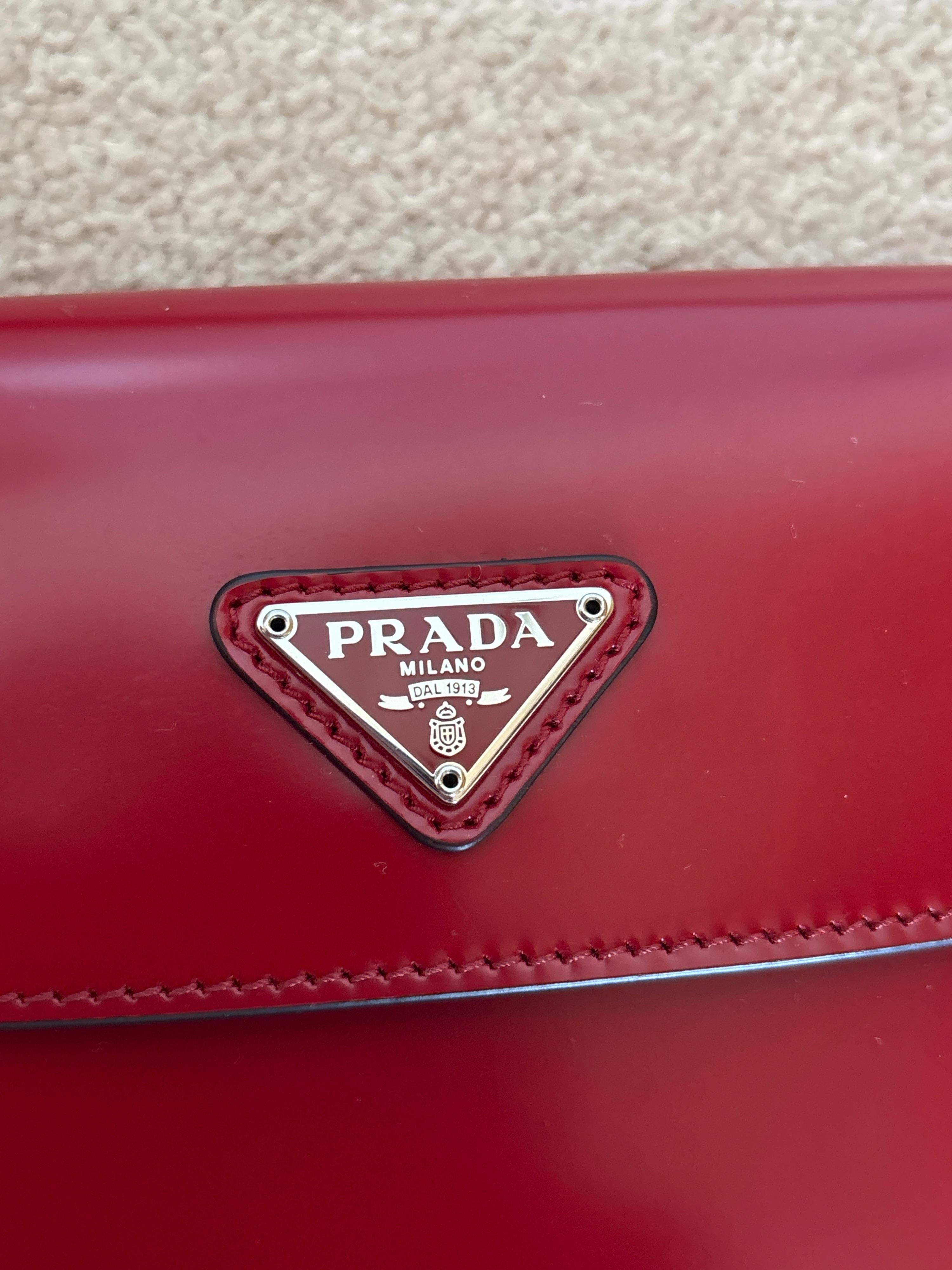 Prada Red Leather Cleo Shoulder Bag