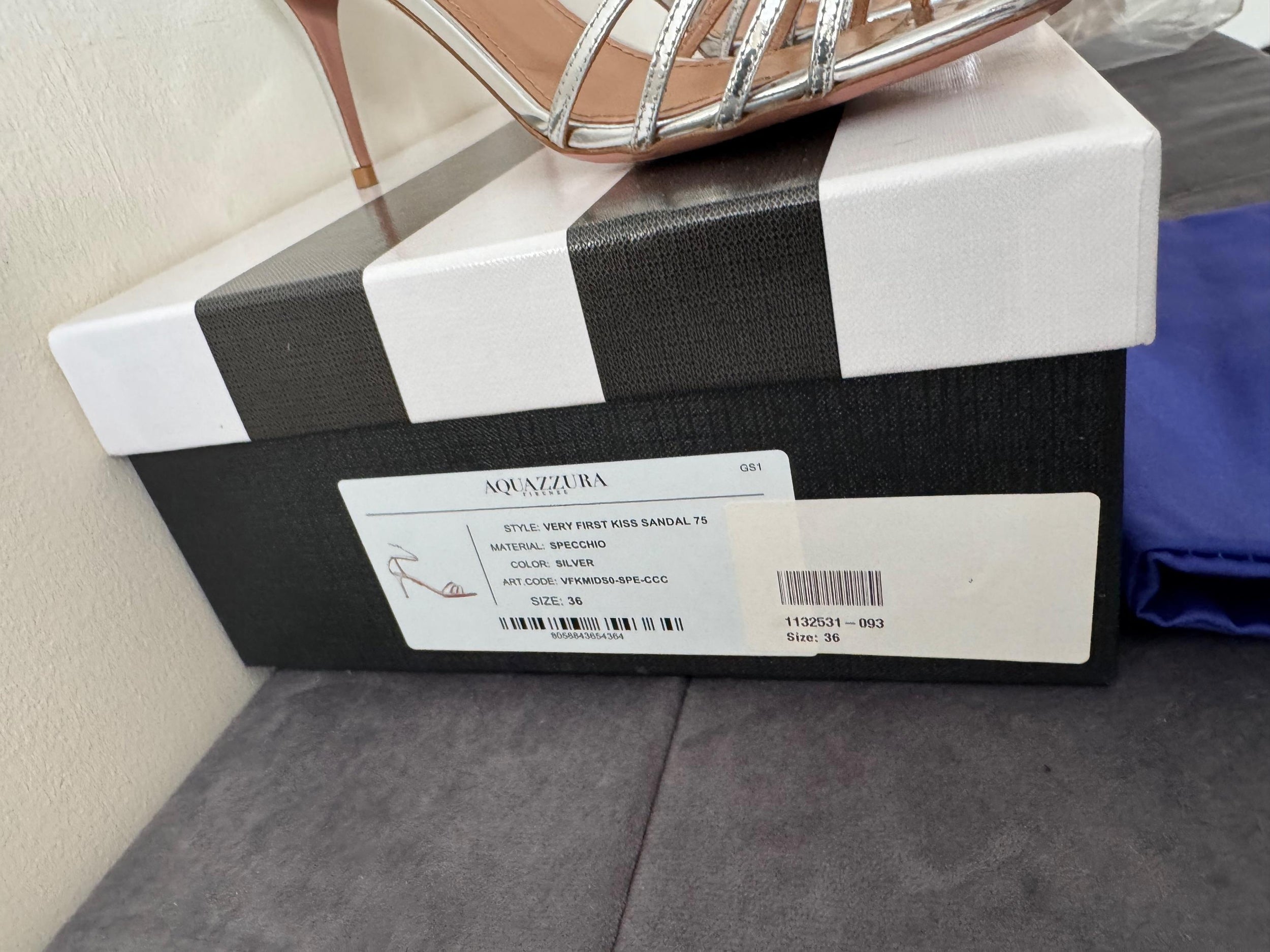 Aquazurra Silver Very First Kiss Sandals