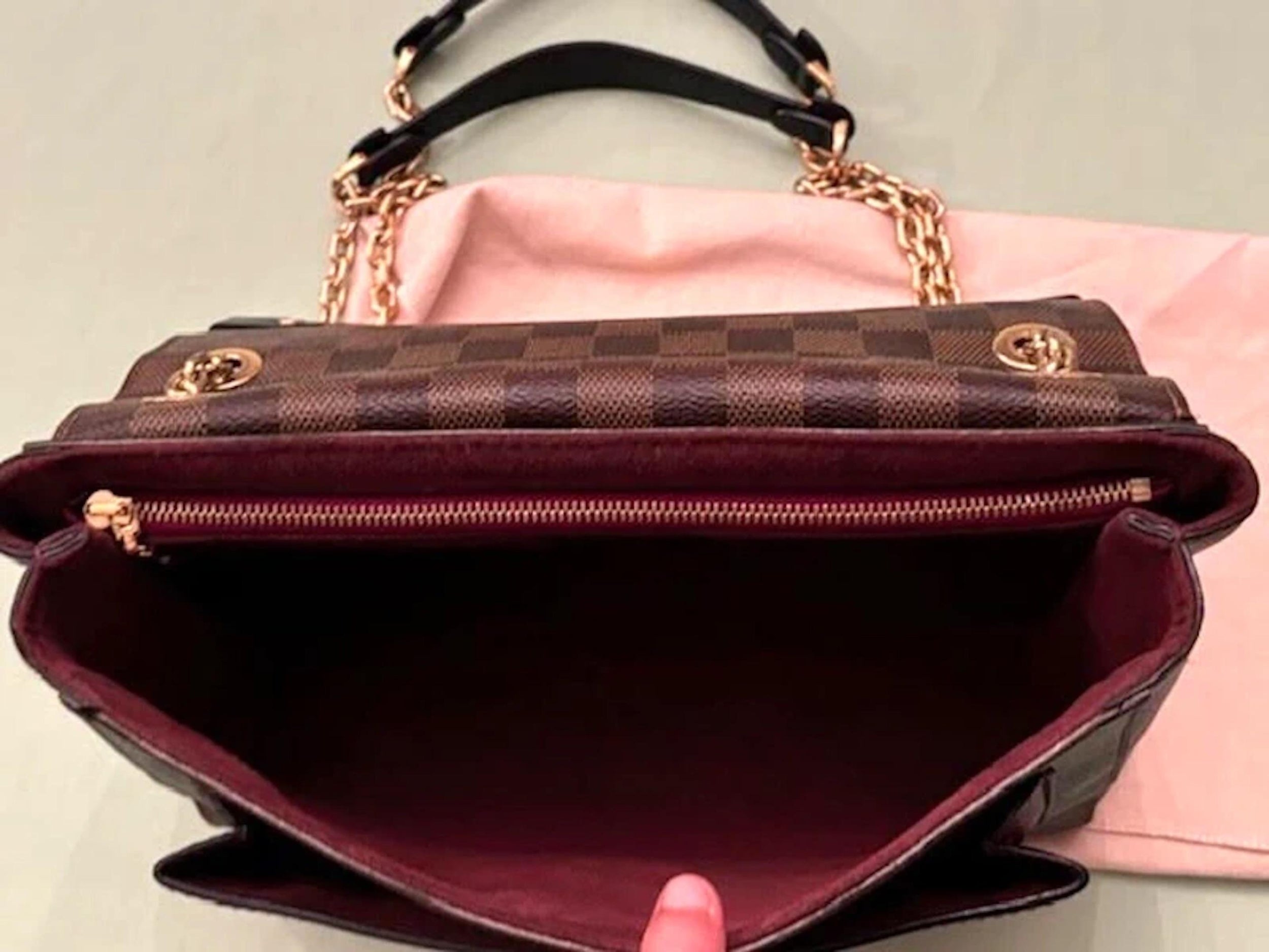 Louis Vuitton Coated Canvas and Leather Damier Ebene Vavin PM Shoulder Bag