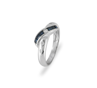 18ct white gold, diamond and sapphire dress ring 51.5EU