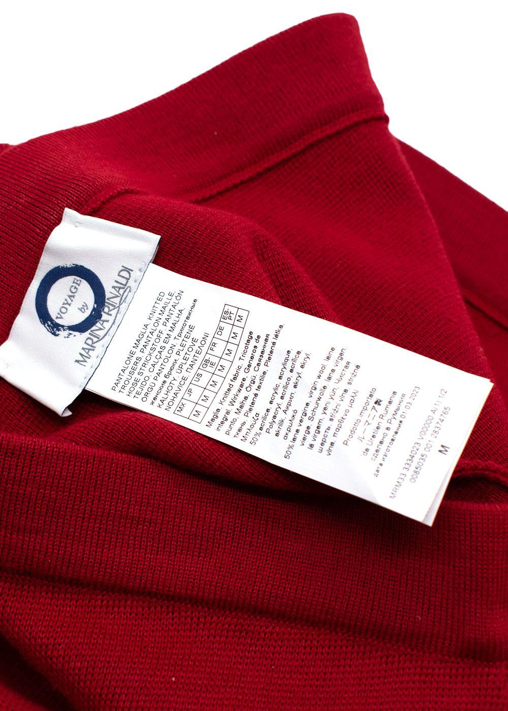 Marina Rinaldi Red Wide Leg Wool Blend Trousers