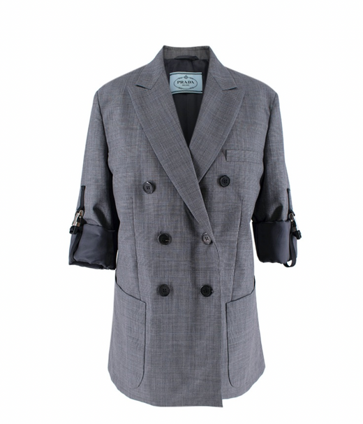 Prada Grey wool Prince of Wales checked blazer