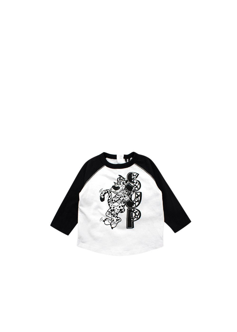 Kids 6M Black & White Graphic Leopard Long Sleeved  Top