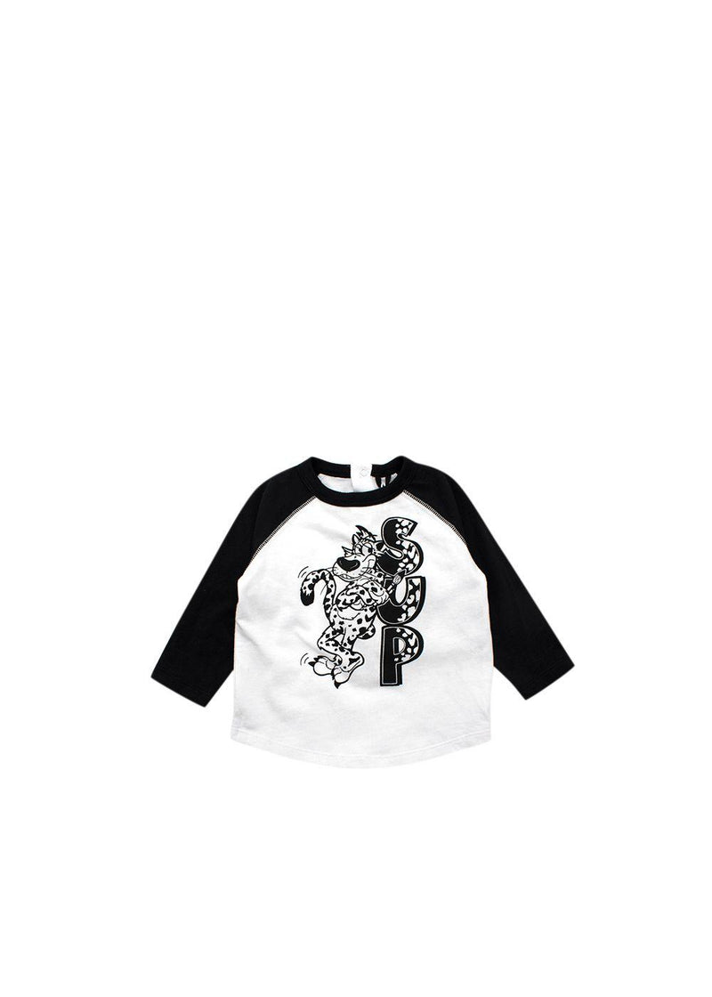 Kids 6M Black & White Graphic Leopard Long Sleeved  Top
