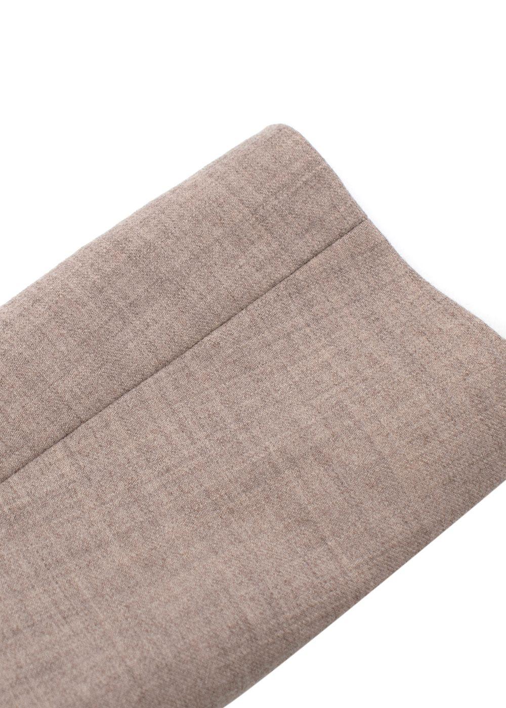 Beige Wool Tailored Jacket and Trousers Set