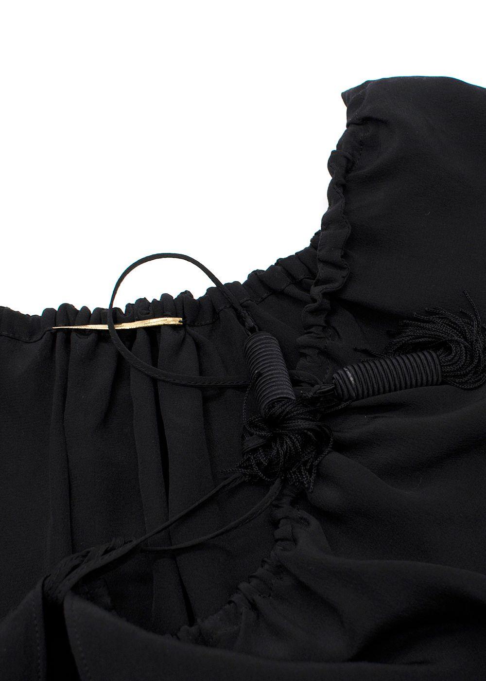Saint Laurent Black Silk Peasant Blouse