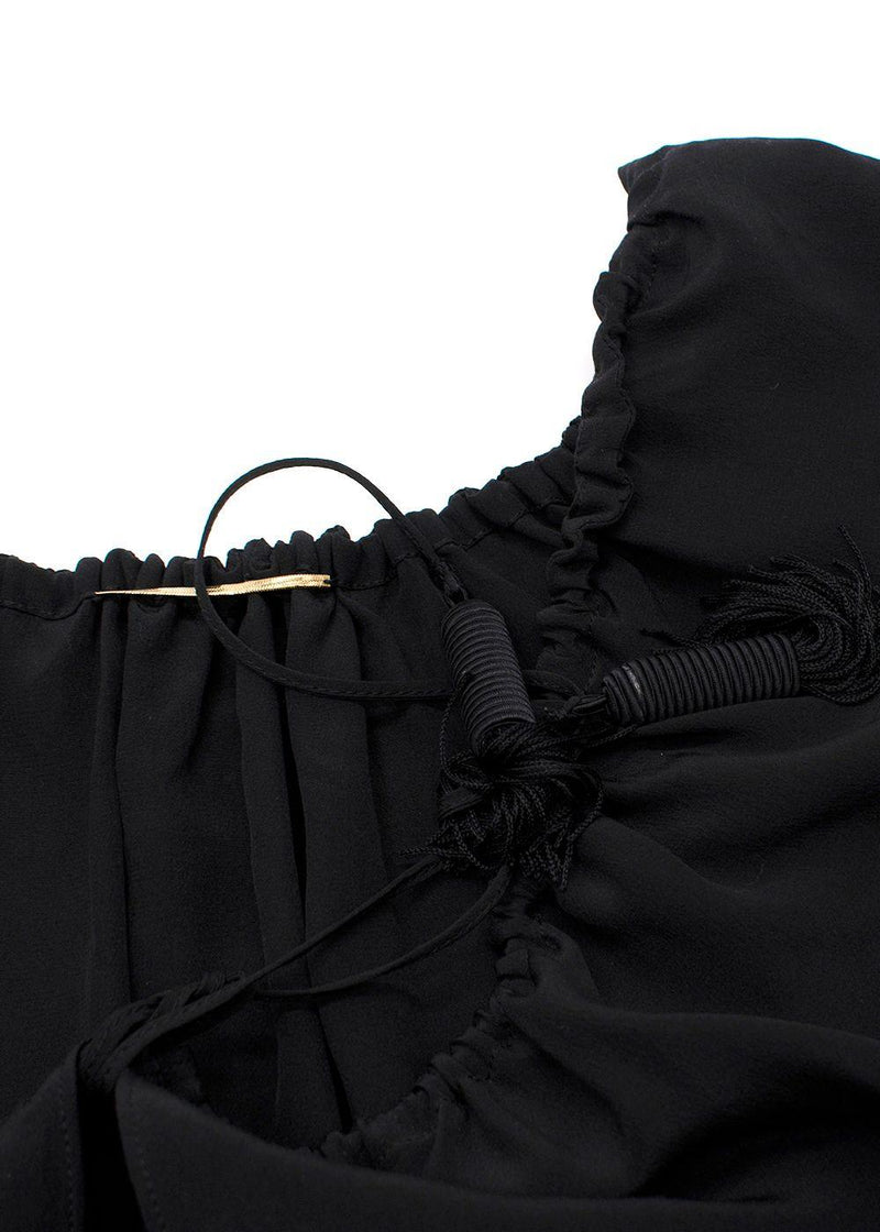 Saint Laurent Black Silk Peasant Blouse