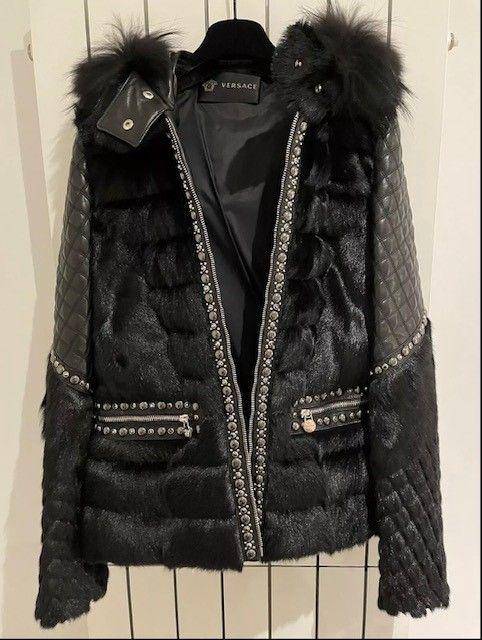 Black leather & goat fur jacket