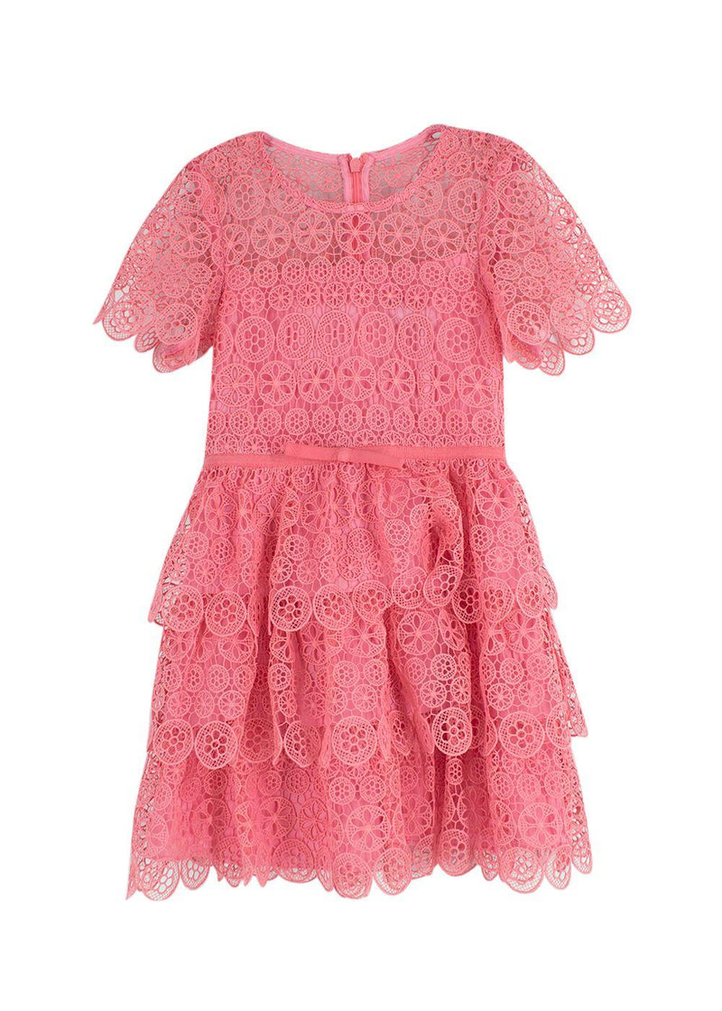 Self Portrait Kids  Pink Guipure  Lace Dress