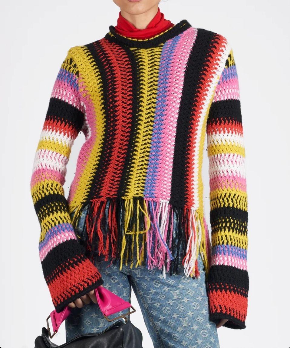 Chloe Multicoloured Fringe Stripe Macrame Sweater