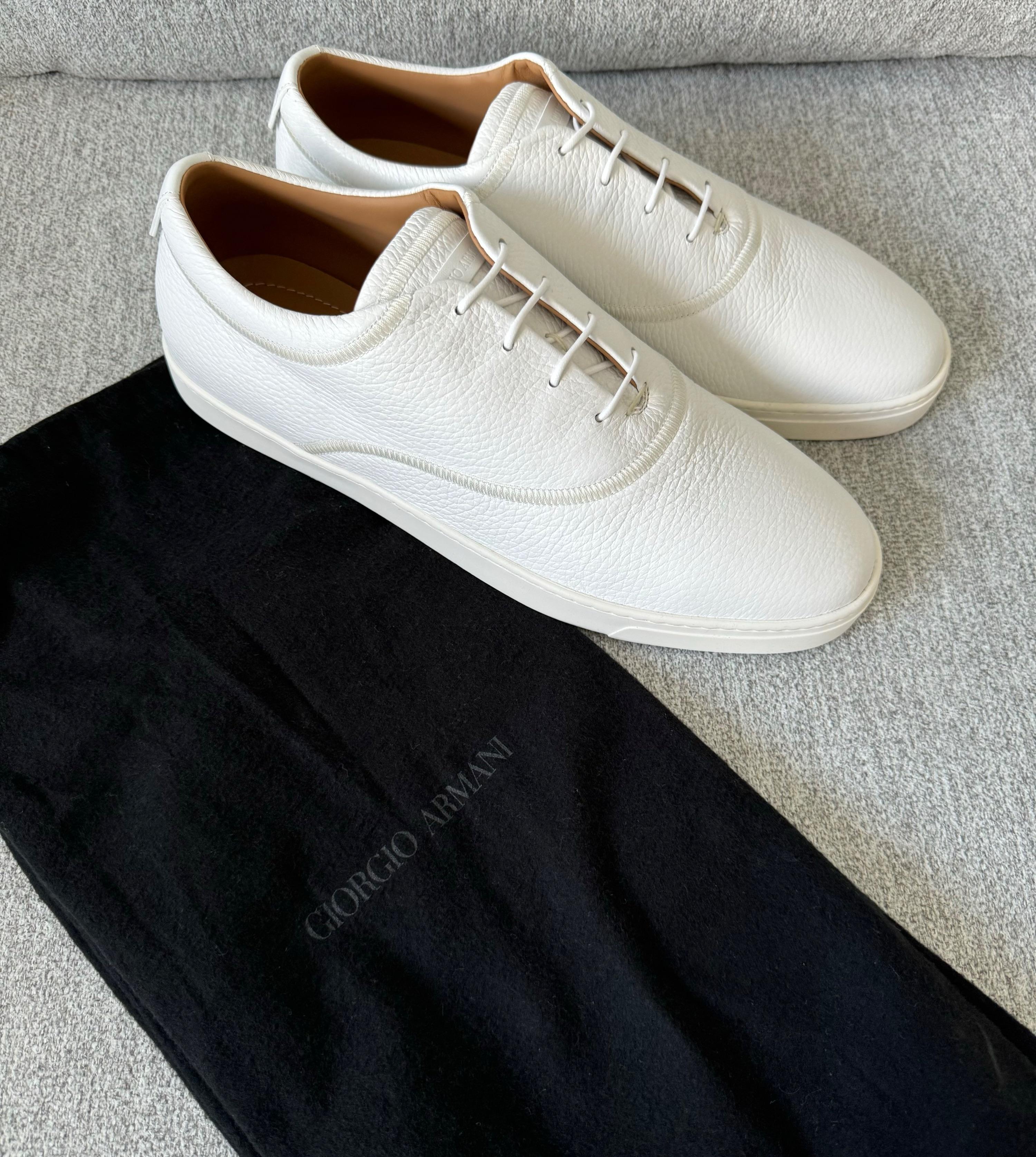 Giorgio Armani White Leather Sneakers