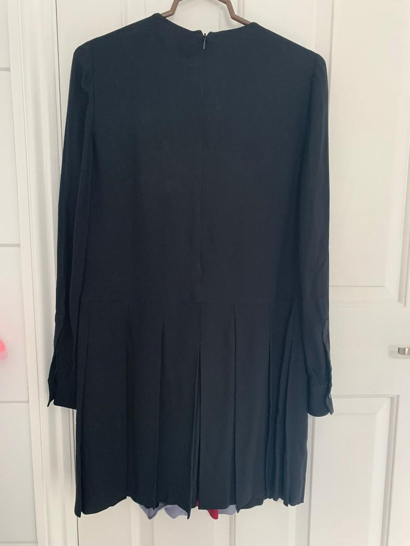 Valentino Tri-Colour Pleated Ruffle Placket Dress