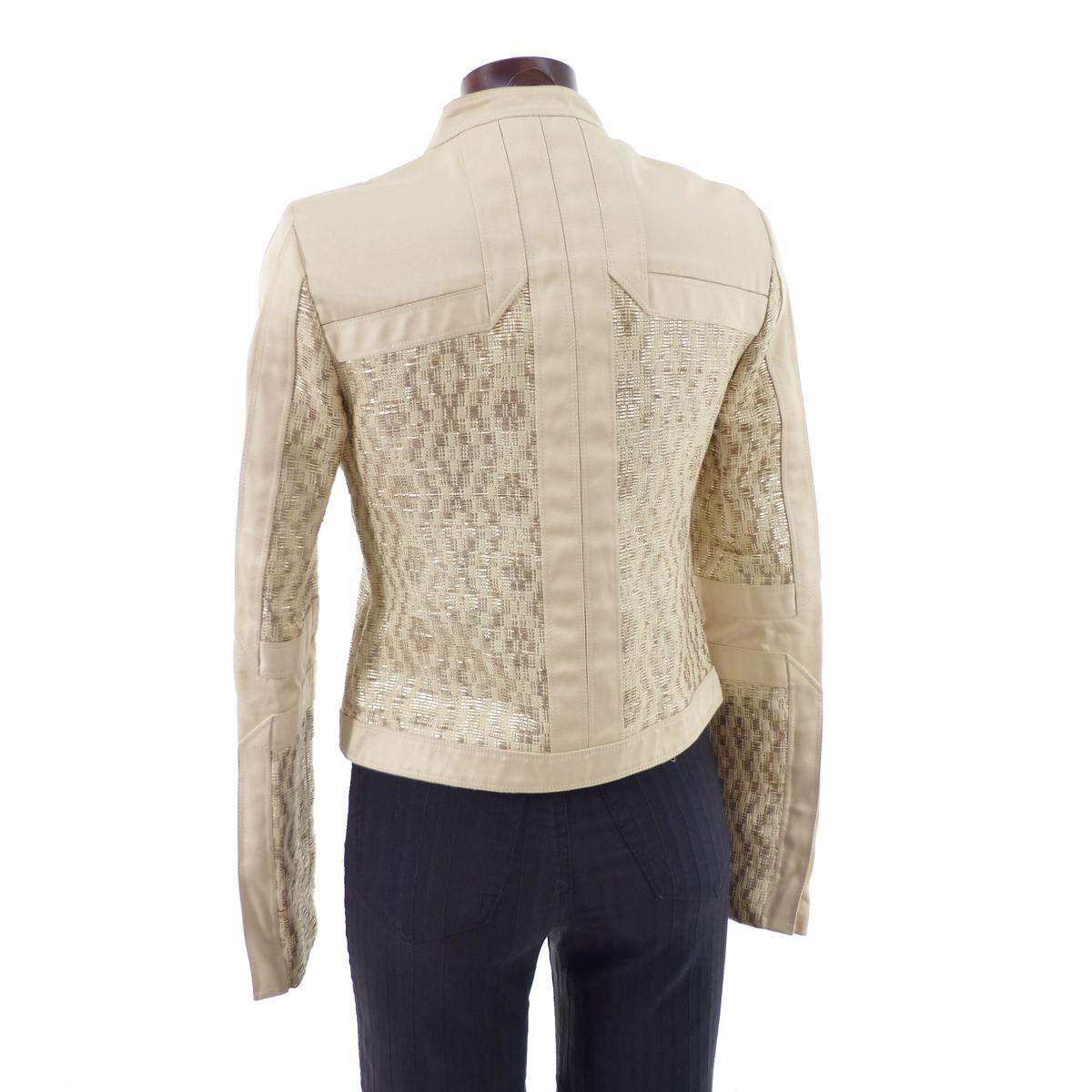 Gucci Beige & Gold Leather Jacket