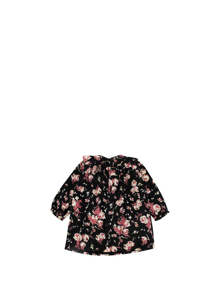 Black Floral Fil Coupe Dress