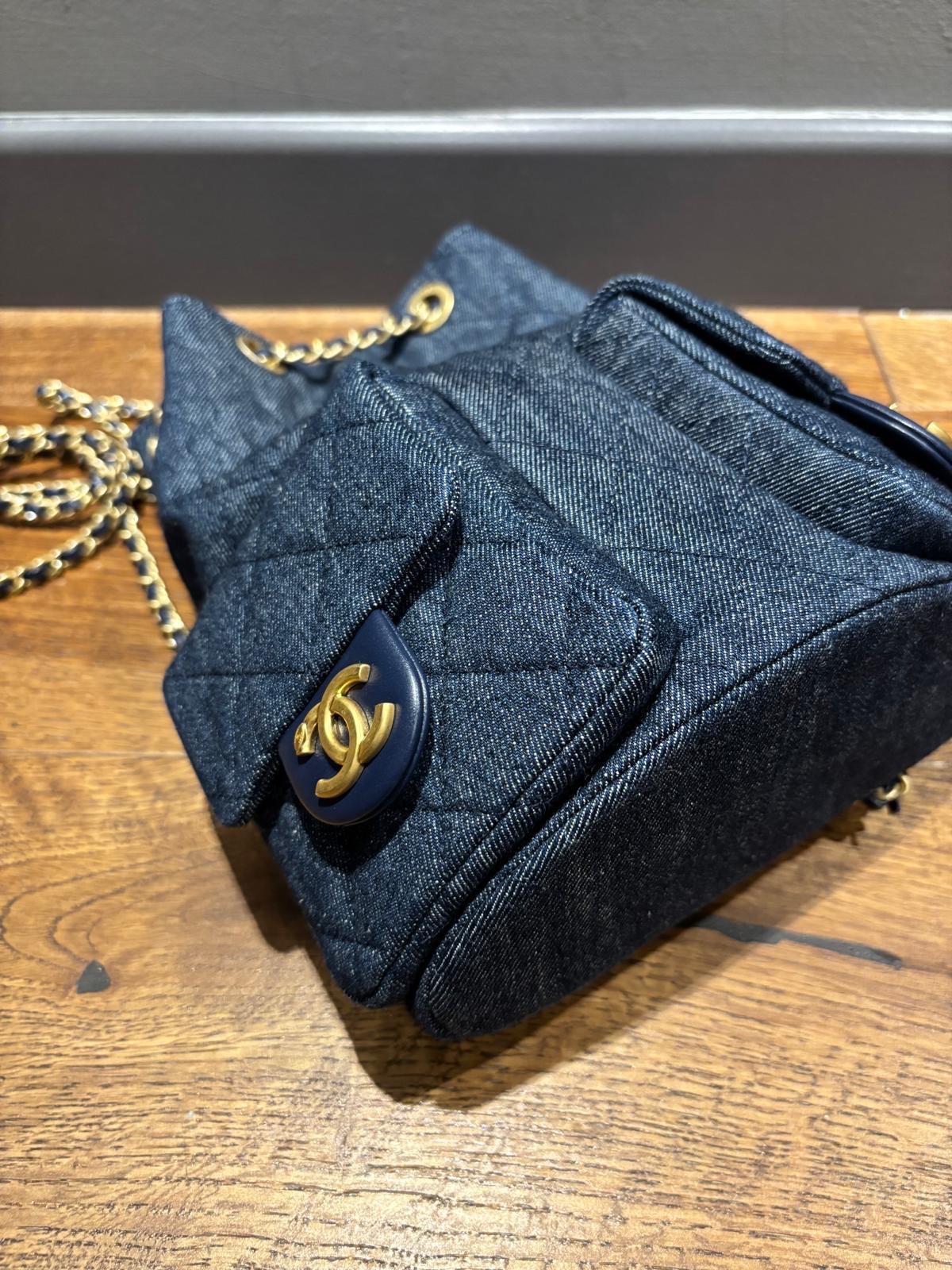 Chanel Blue Denim Backpack