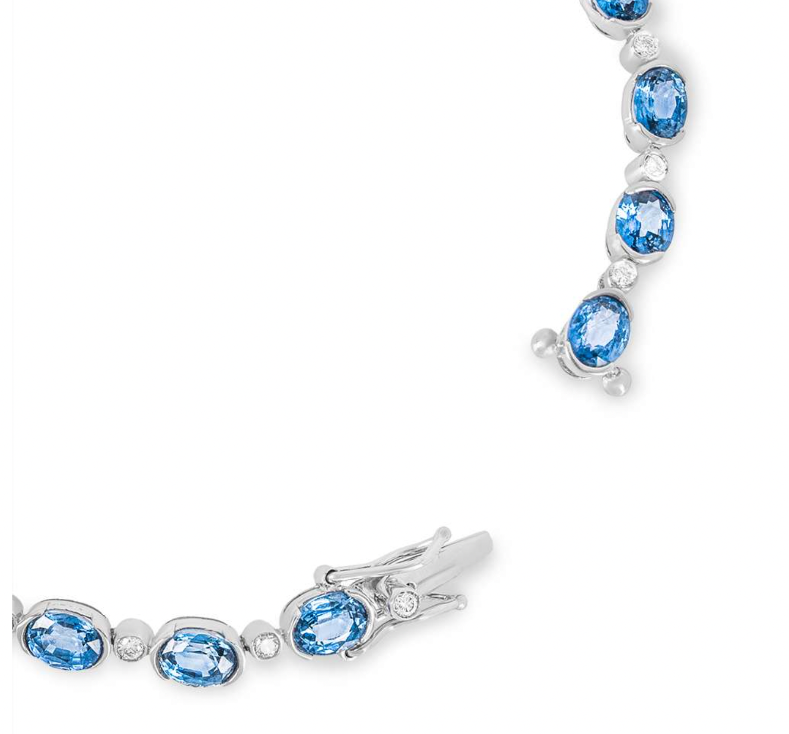 18ct White Gold Diamond & Sapphire Line Bracelet
